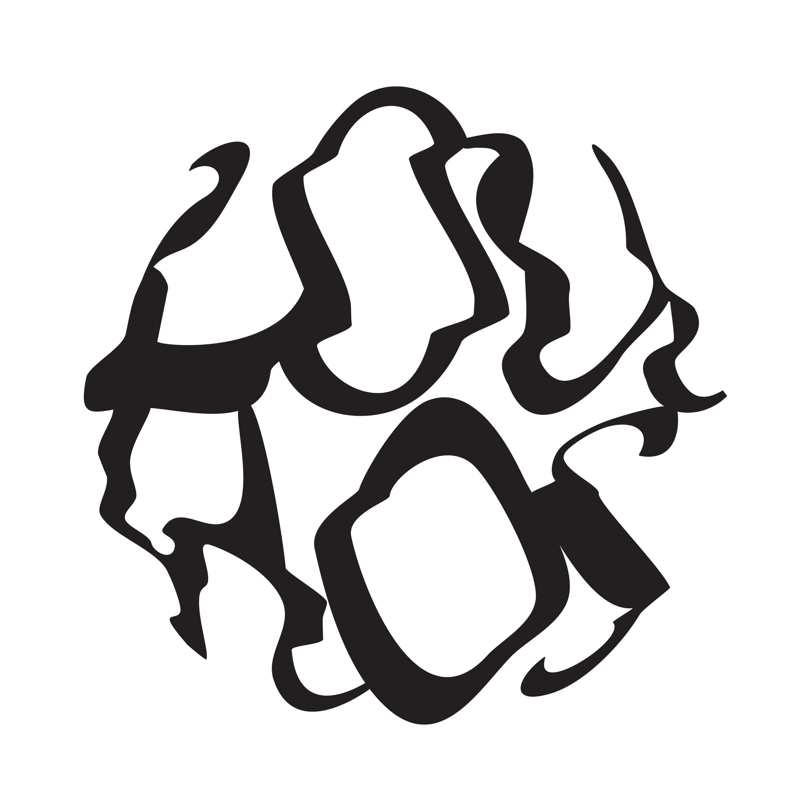The word Louhos drawn as thick black brush letters arranged in a circle.